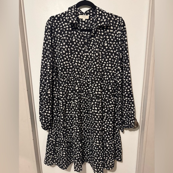 Umgee Dresses & Skirts - Umgee Black Midi Dress with White Spot Print